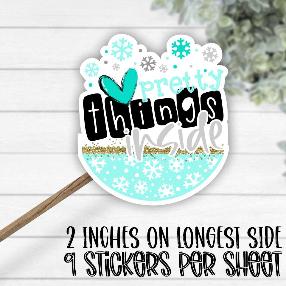 *STICKER SHEET* Pretty things inside snowflakes BLUE