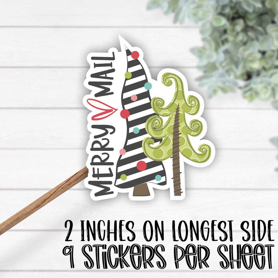*STICKER SHEET* Merry Mail 2 Christmas trees