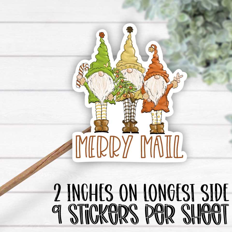 *STICKER SHEET* Merry mail gnome trio