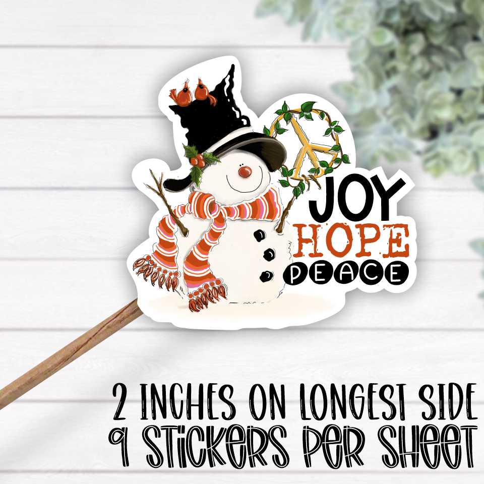 *STICKER SHEET* Joy hope peace Snowman