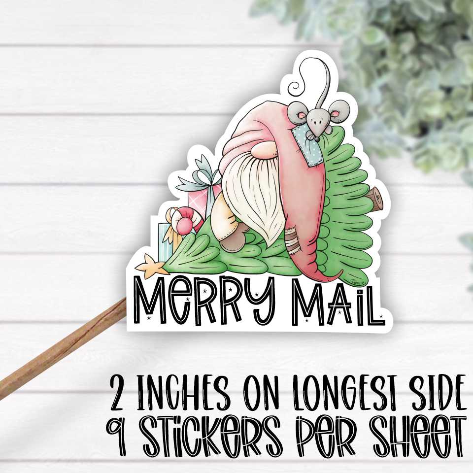*STICKER SHEET* Merry Mail gnome tree