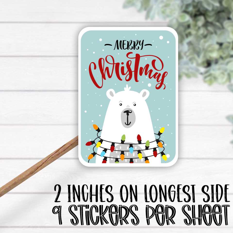 *STICKER SHEET* Merry Christmas bear lights