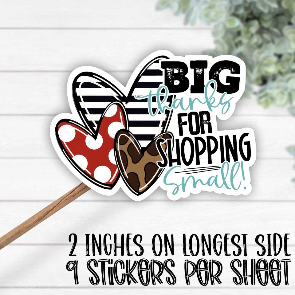*STICKER SHEET* Big thanks for shopping small leopard red heart