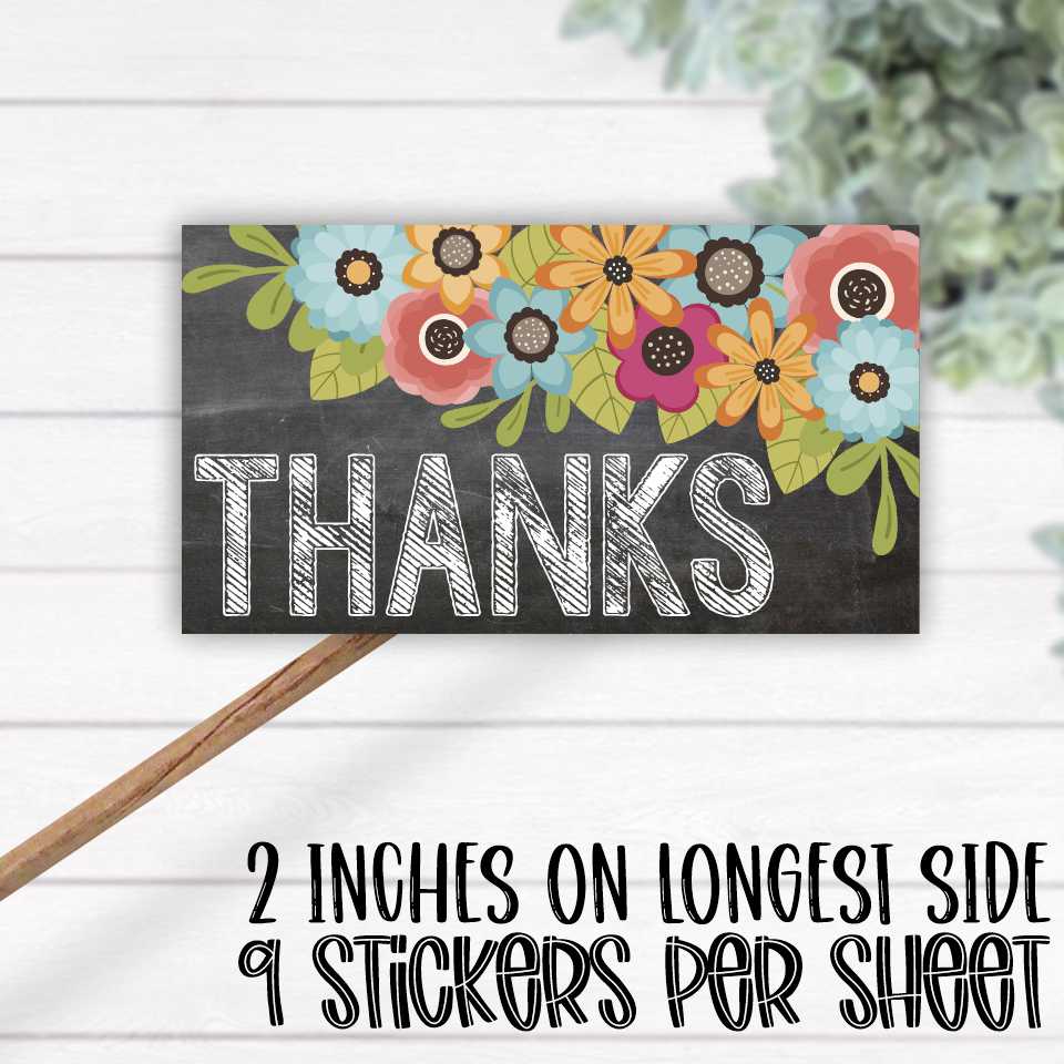 *STICKER SHEET* THANKS flower chalkboard rectangle