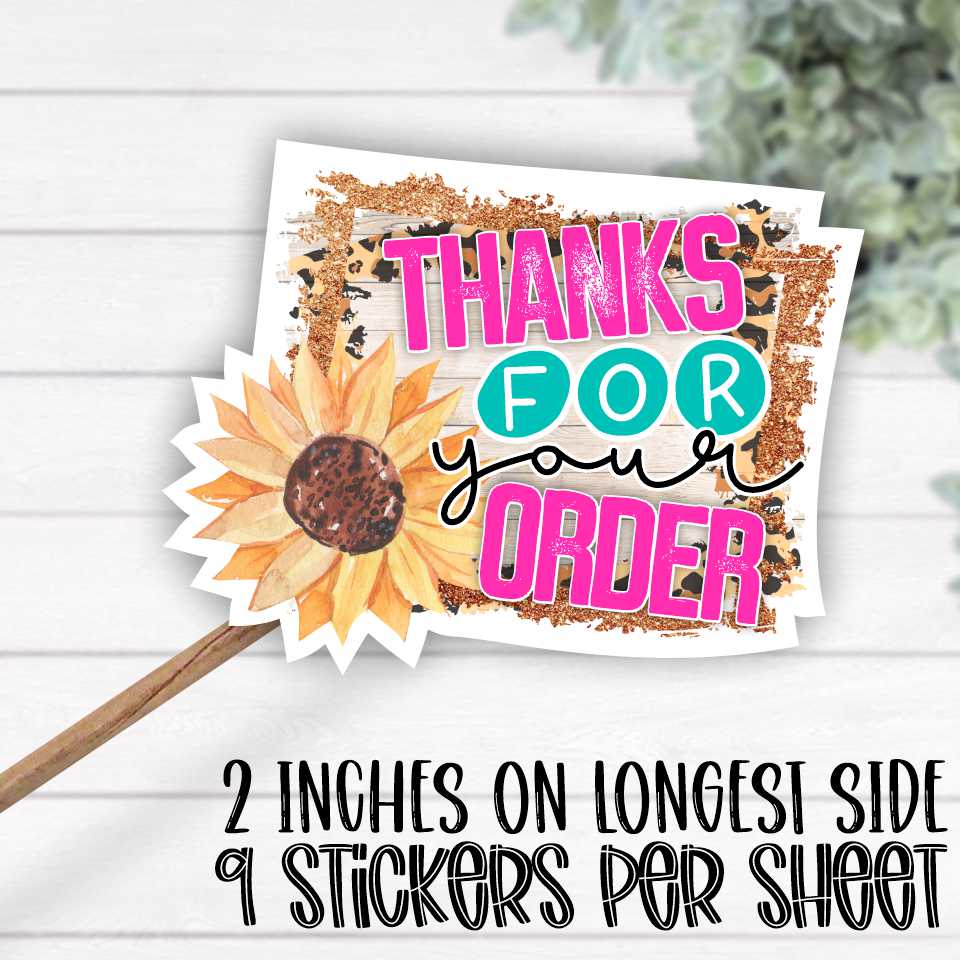 *STICKER SHEET* Thanks for your order sunflower leopard
