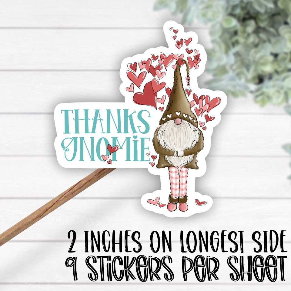 *STICKER SHEET* Thanks gnomie valentine gnome