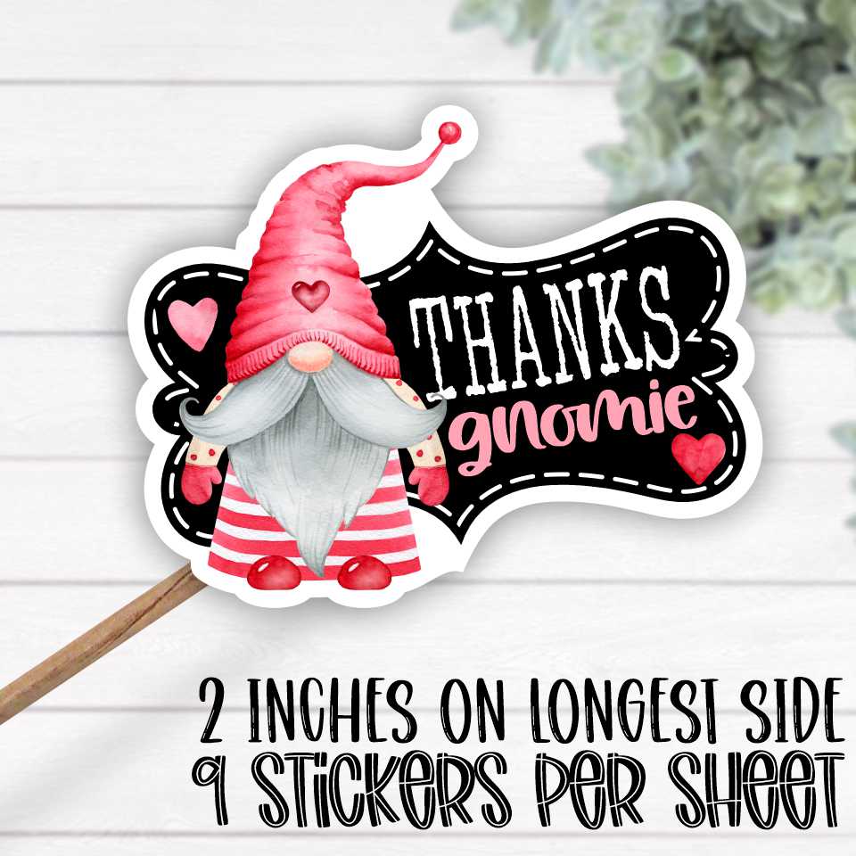 *STICKER SHEET* Thanks gnomie valentine frame