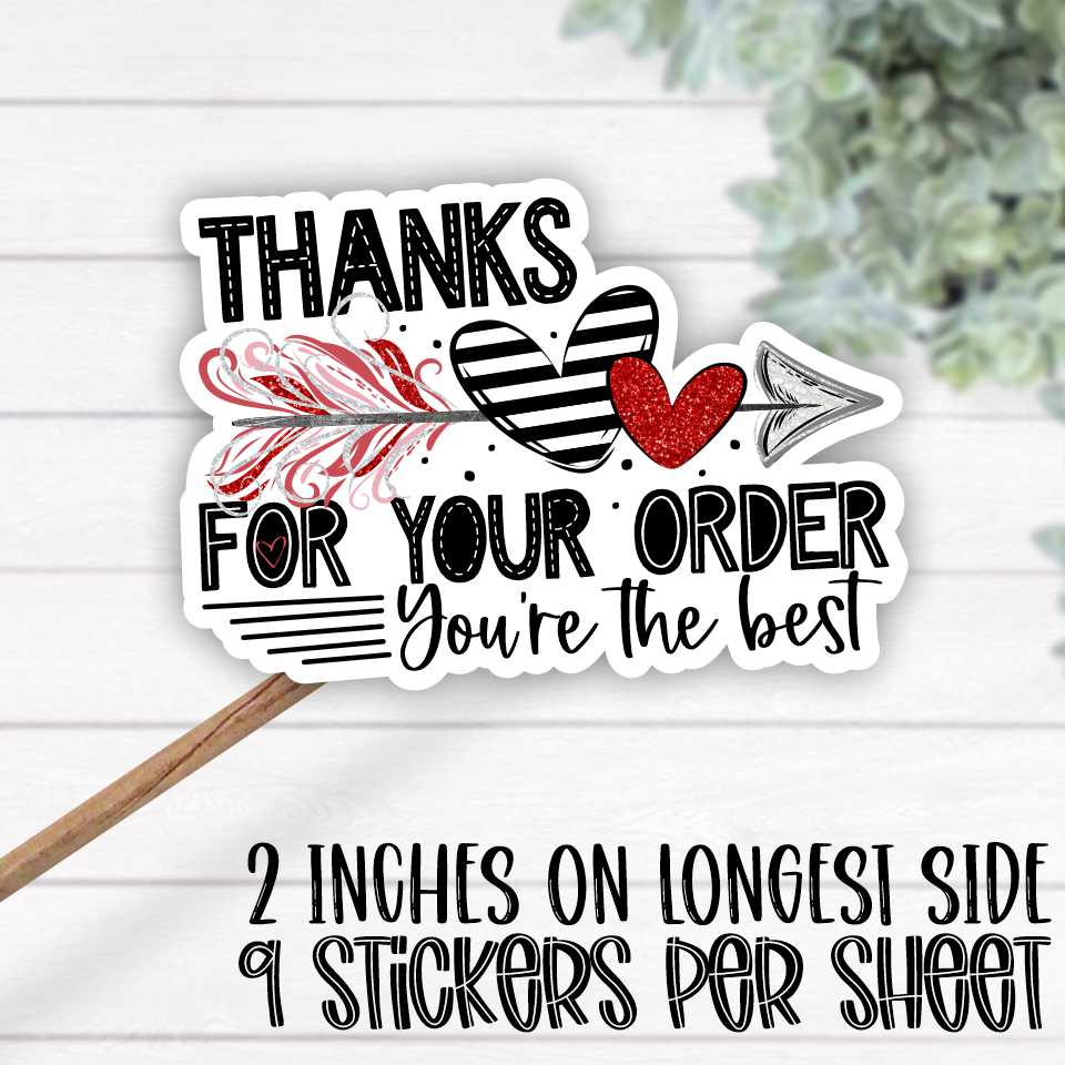 *STICKER SHEET* Thanks for your order valentine arrow