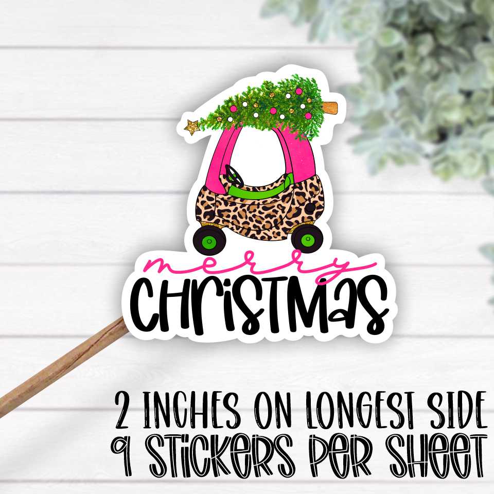 *STICKER SHEET* Merry Christmas leopard car