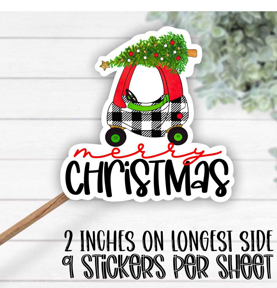 *STICKER SHEET* Merry Christmas plaid car