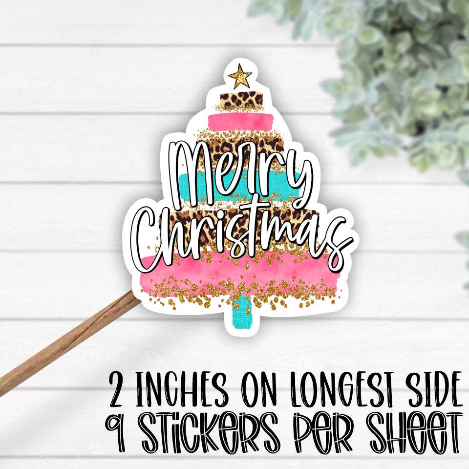 *STICKER SHEET* Merry Christmas stripe tree