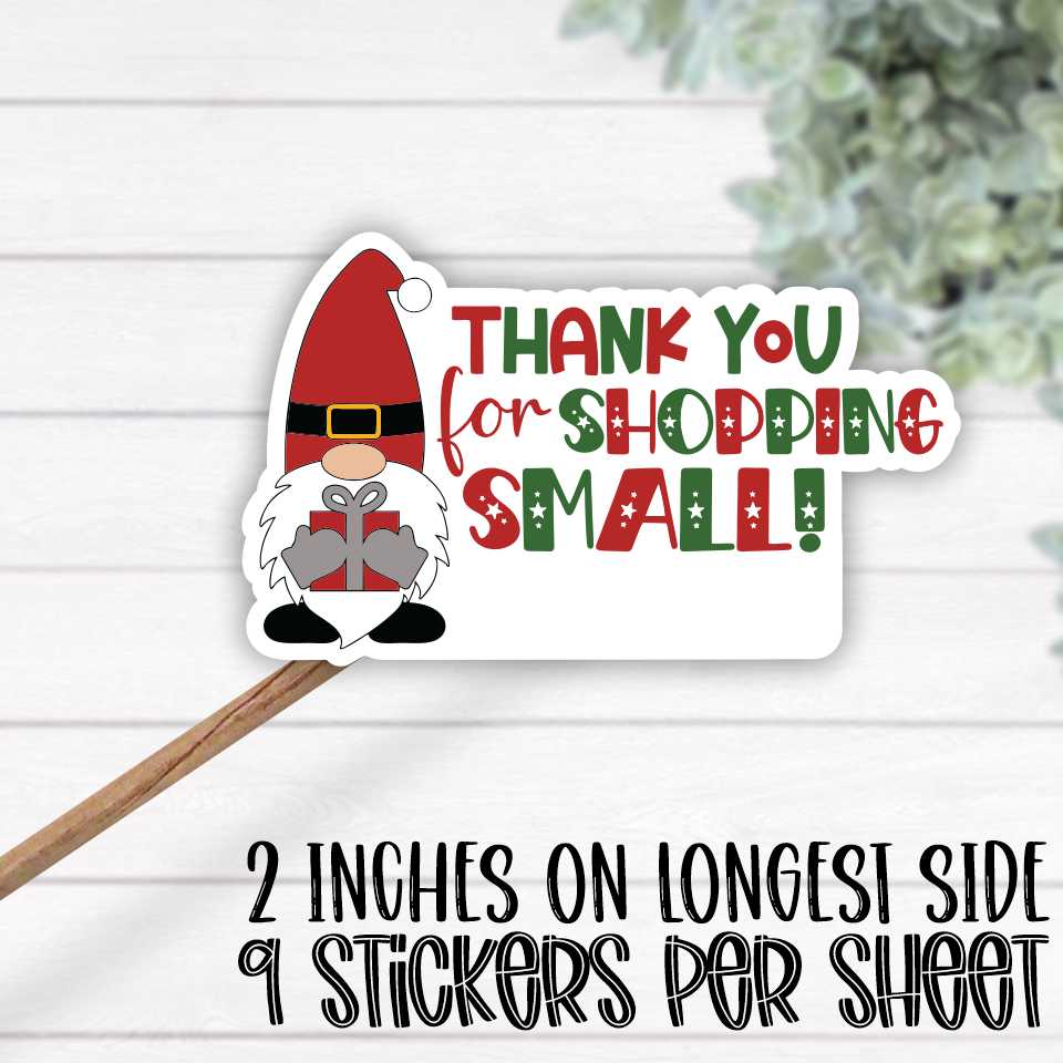 *STICKER SHEET* Gnome thank you for shopping small