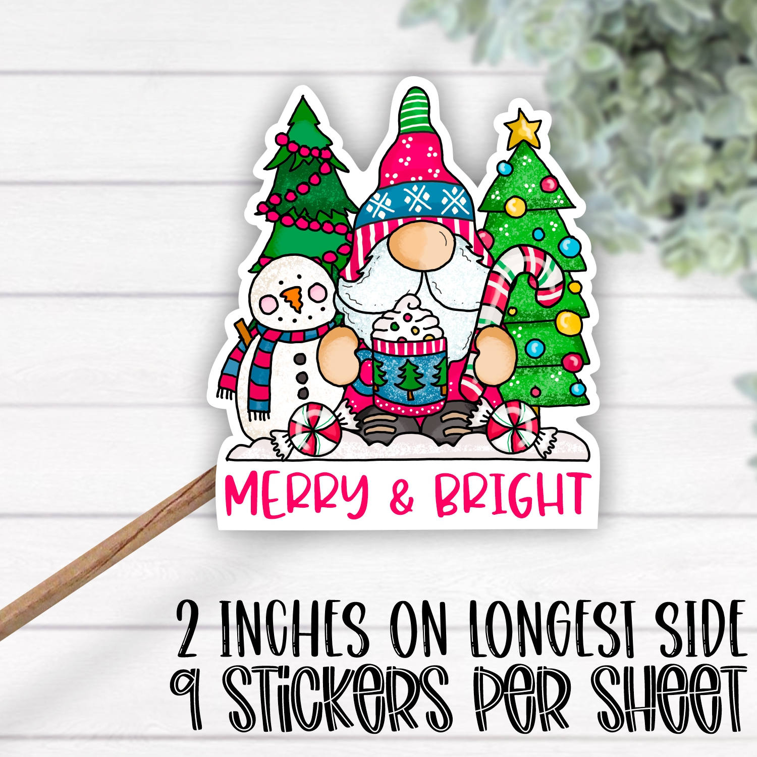 *STICKER SHEET* Merry & Bright winter gnome