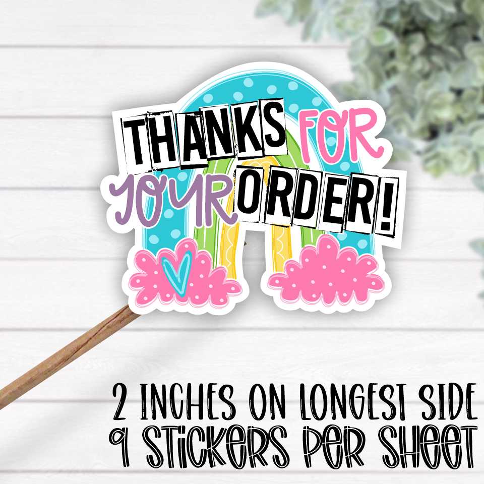 *STICKER SHEET* Thanks for your order rainbow