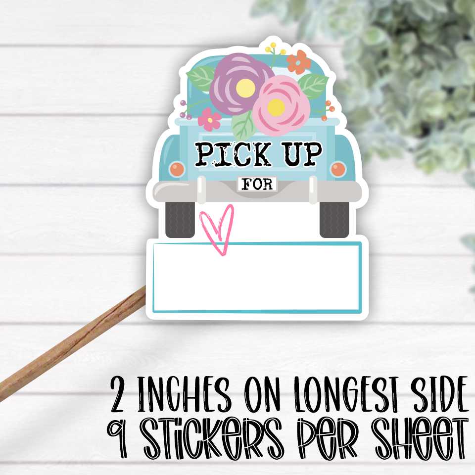 *STICKER SHEET* Pick up for flower truck bed