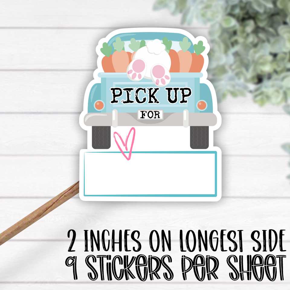 *STICKER SHEET* Pick up for truck bed bunny carrot