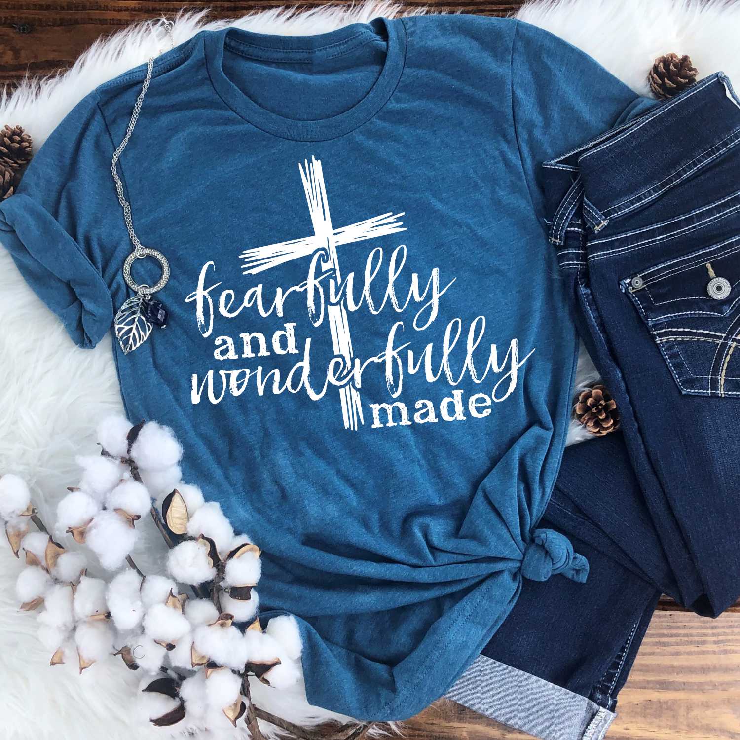 Fearfully and wonderfully made cross *ADULT* Screen Print