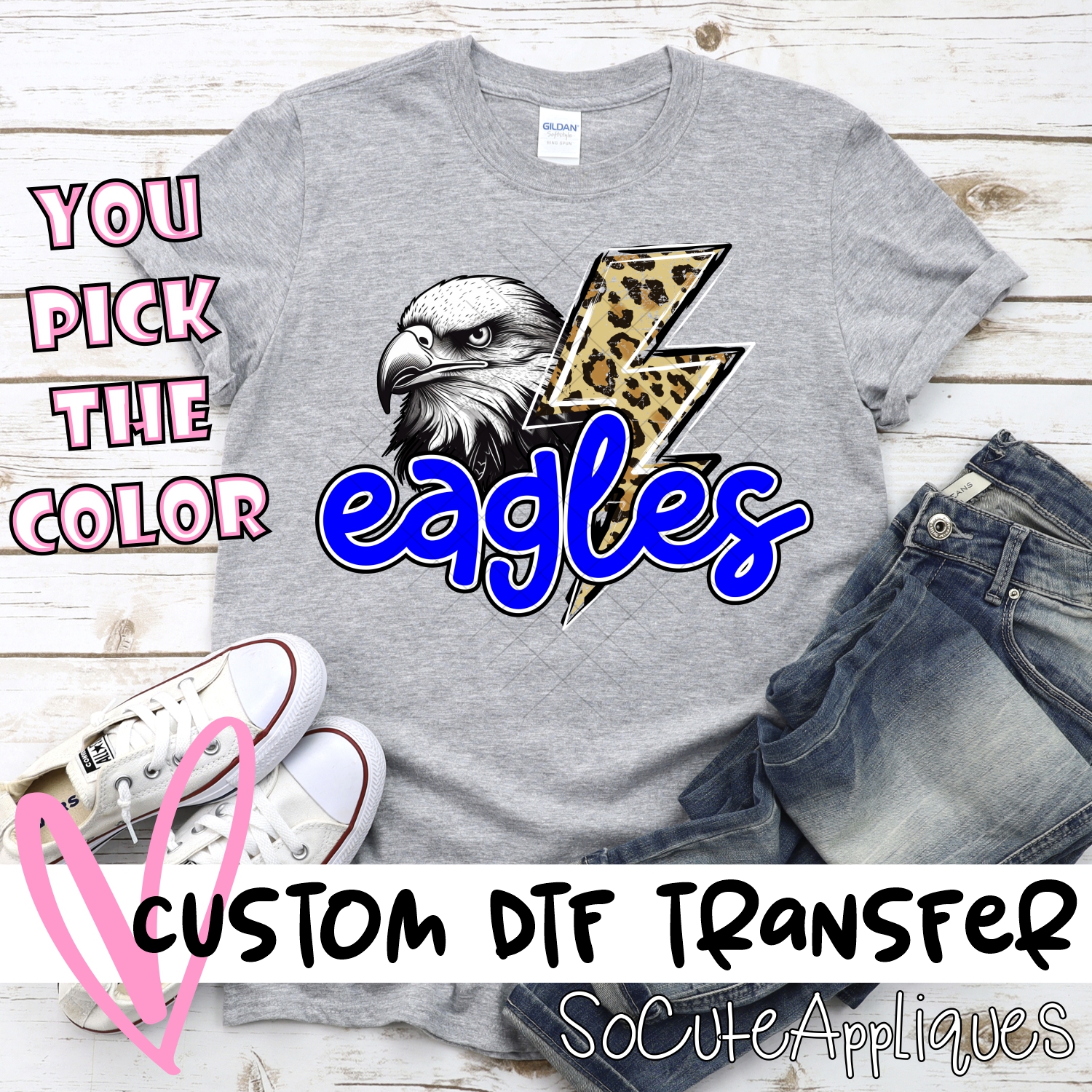 CUSTOM  Eagles leopard lightning bolt *DTF* Transfer