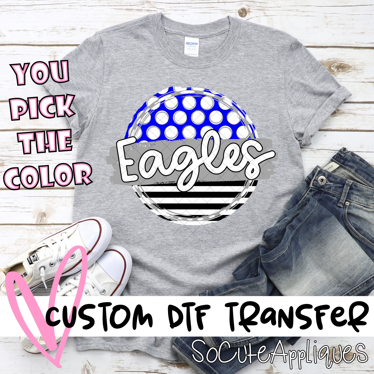 CUSTOM  Eagles polka dot stripe circle *DTF* Transfer