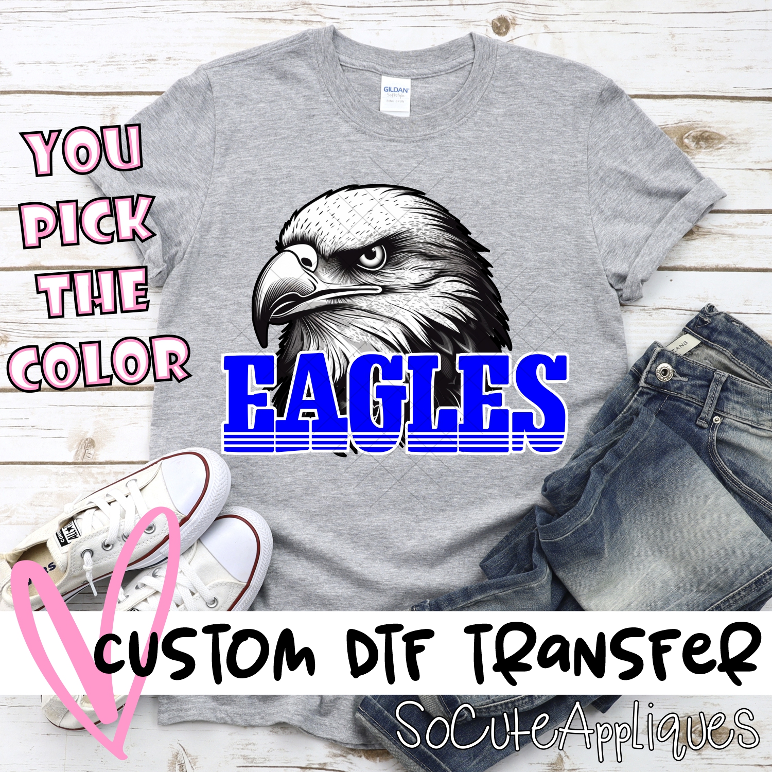 CUSTOM  Eagles head with word *DTF* Transfer