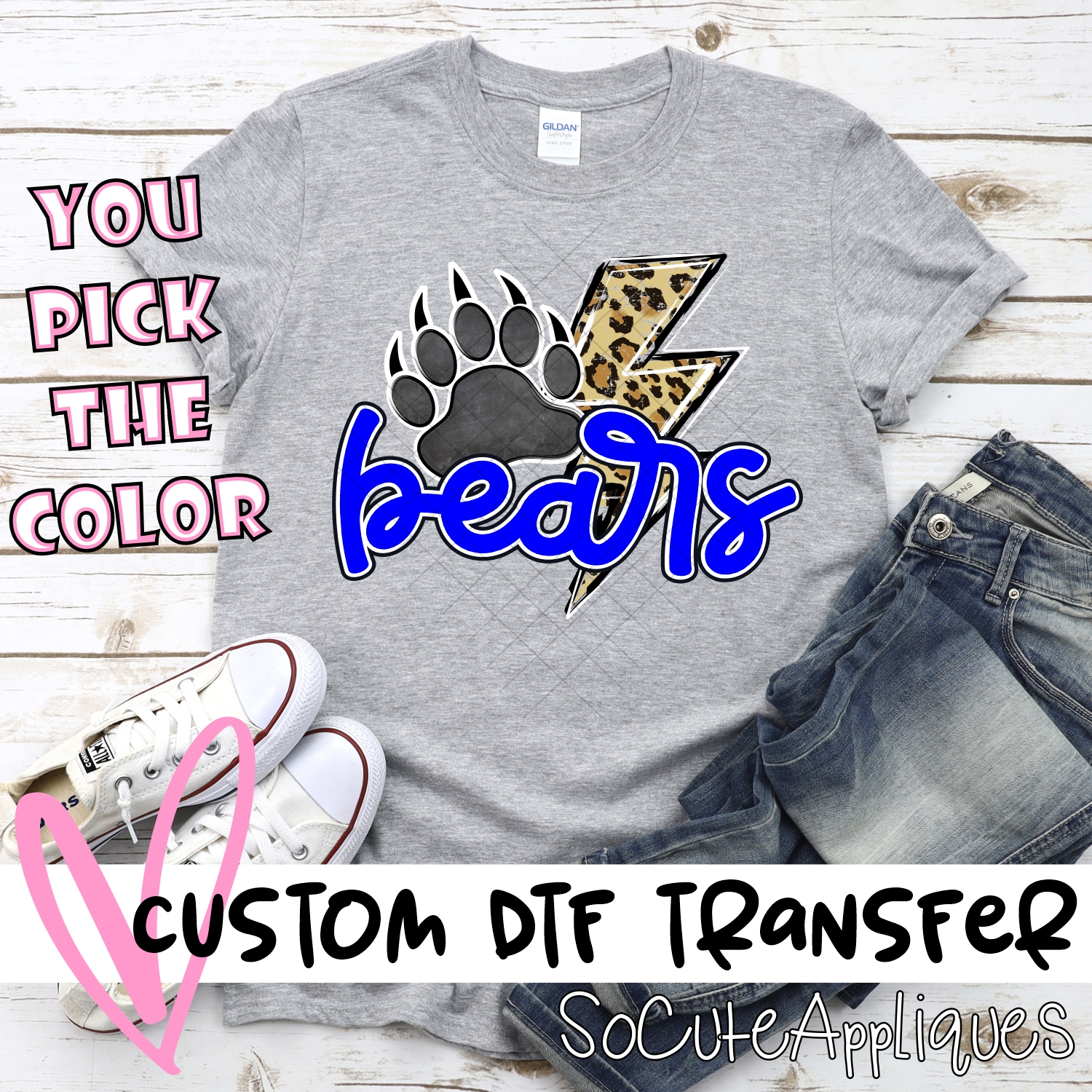 CUSTOM  Bears leopard lightning bolt *DTF* Transfer