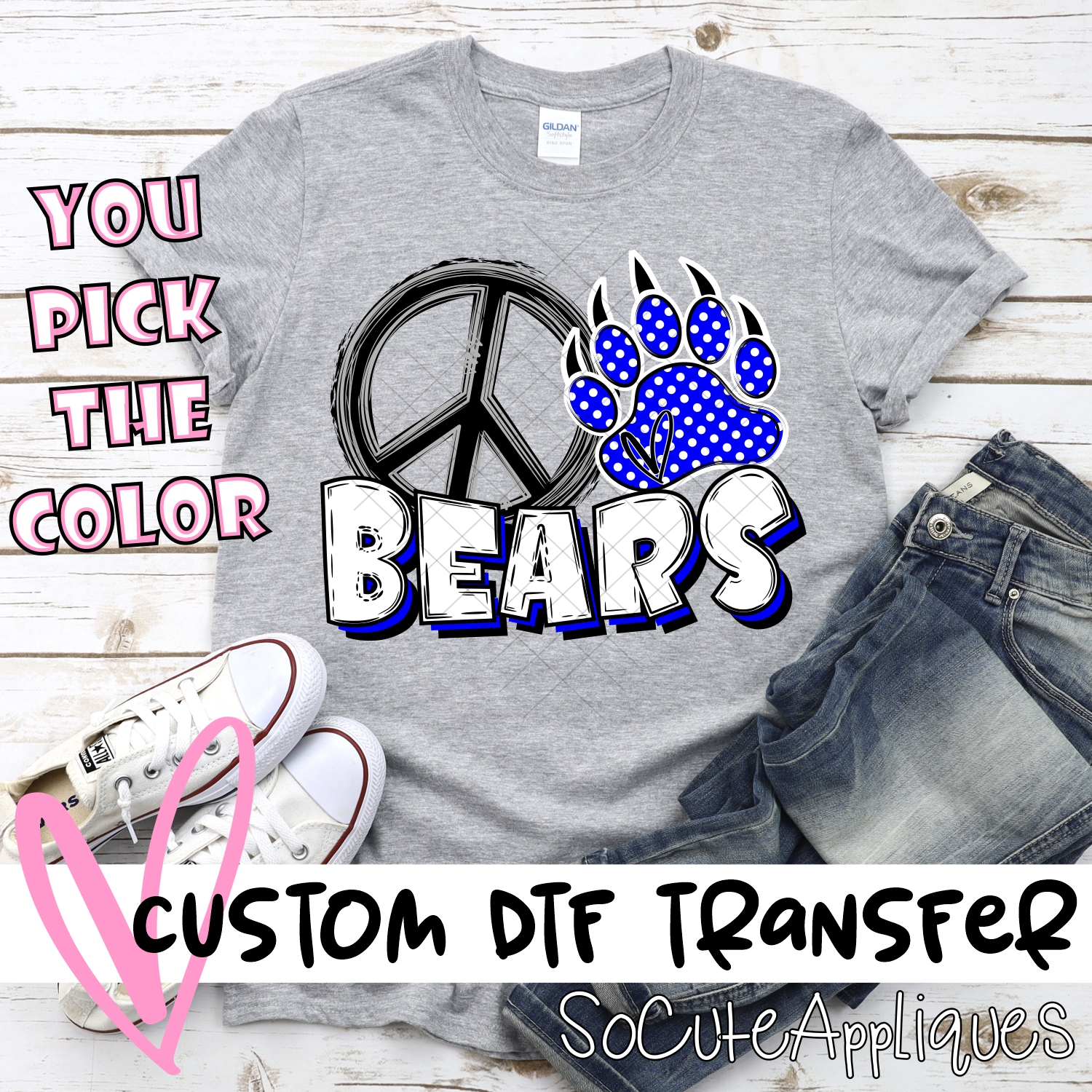 CUSTOM  Peace heart Bears *DTF* Transfer