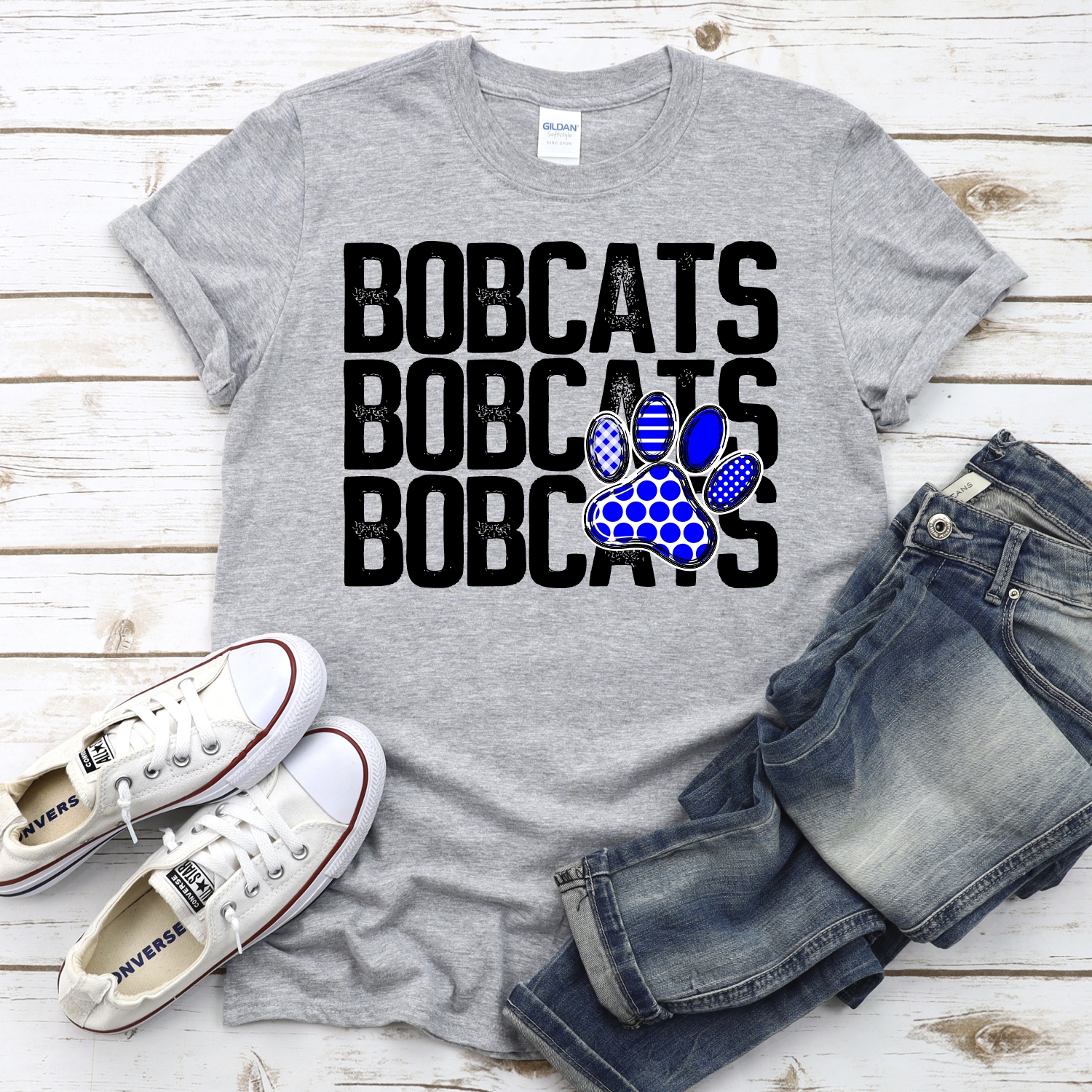 CUSTOM Bobcats stacked with pawprint *DTF* Transfer - Image 2