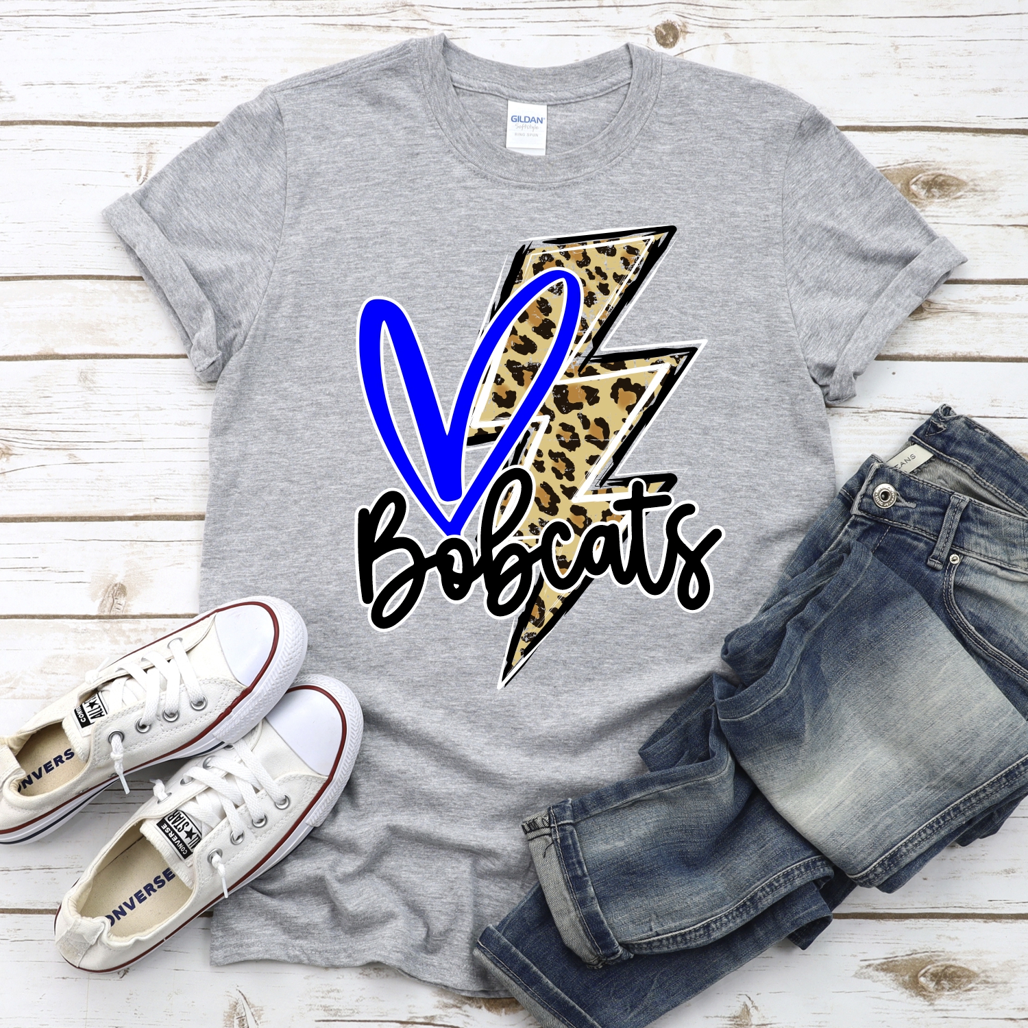 CUSTOM Bobcats heart with leopard lightning bolt *DTF* Transfer - Image 2