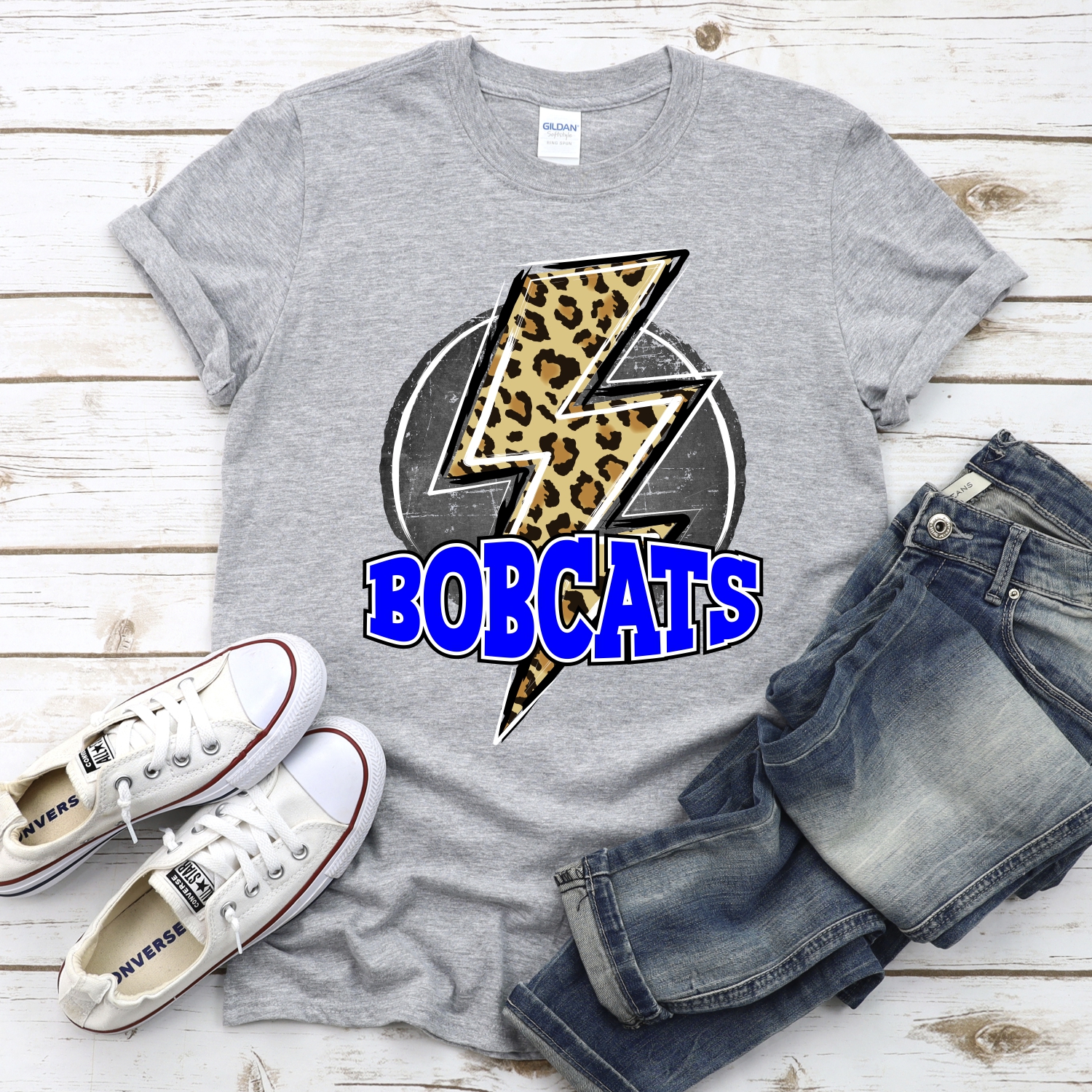 CUSTOM Bobcats circle with leopard lightning bolt *DTF* Transfer - Image 2