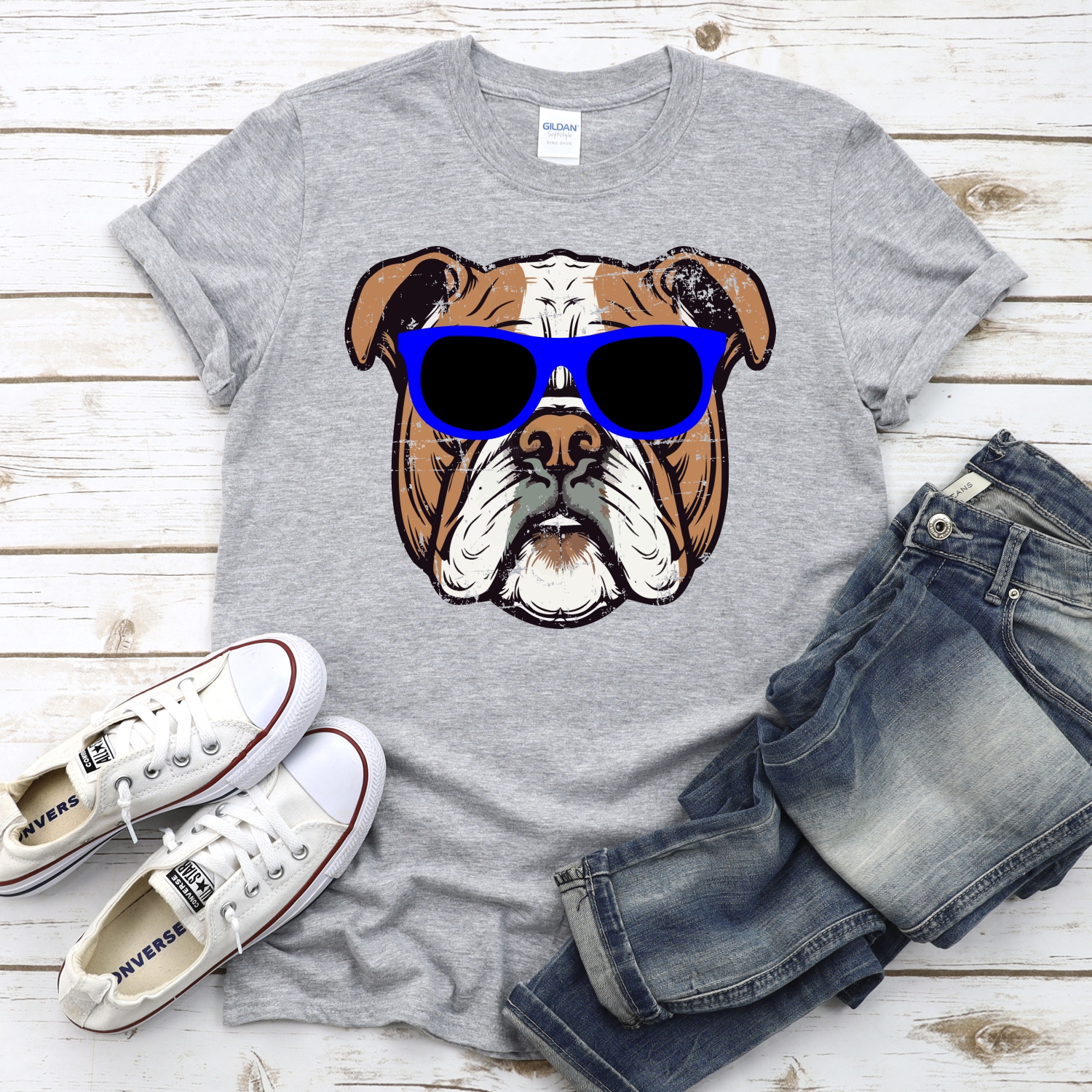 CUSTOM Bulldog head with sunglasses *DTF* Transfer - Image 2