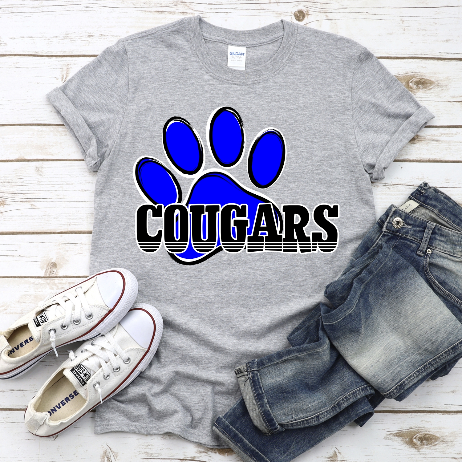 CUSTOM Cougars pawprint with word *DTF* Transfer - Image 2