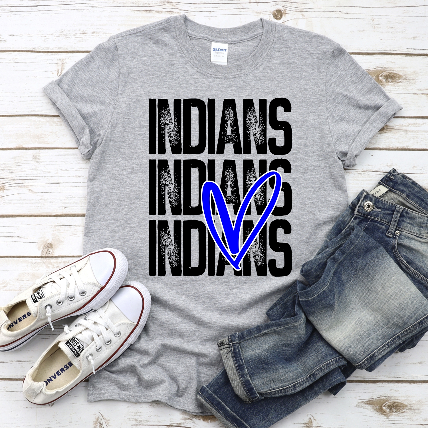 CUSTOM Indians stacked with heart *DTF* Transfer - Image 2
