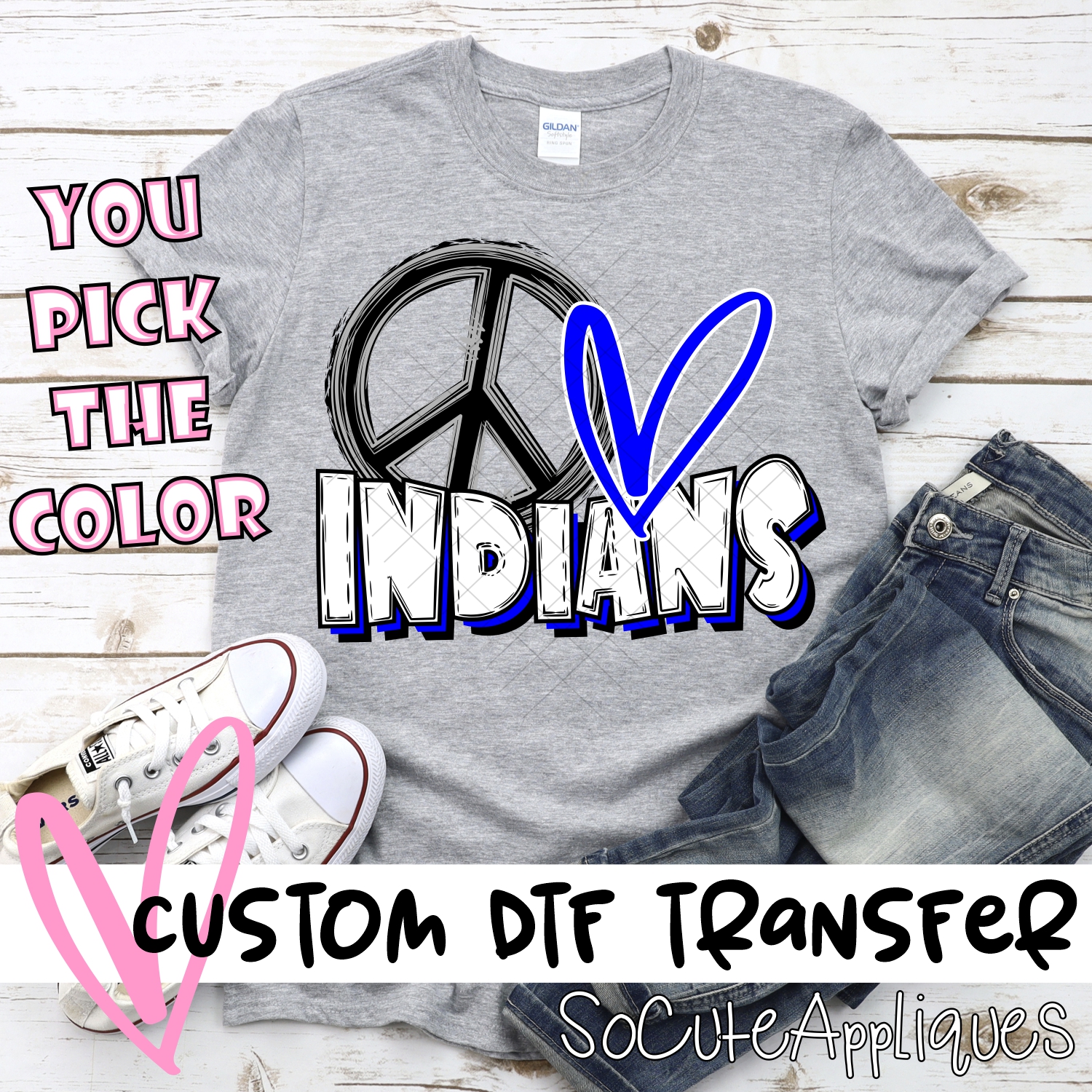 CUSTOM  Peace heart Indians *DTF* Transfer