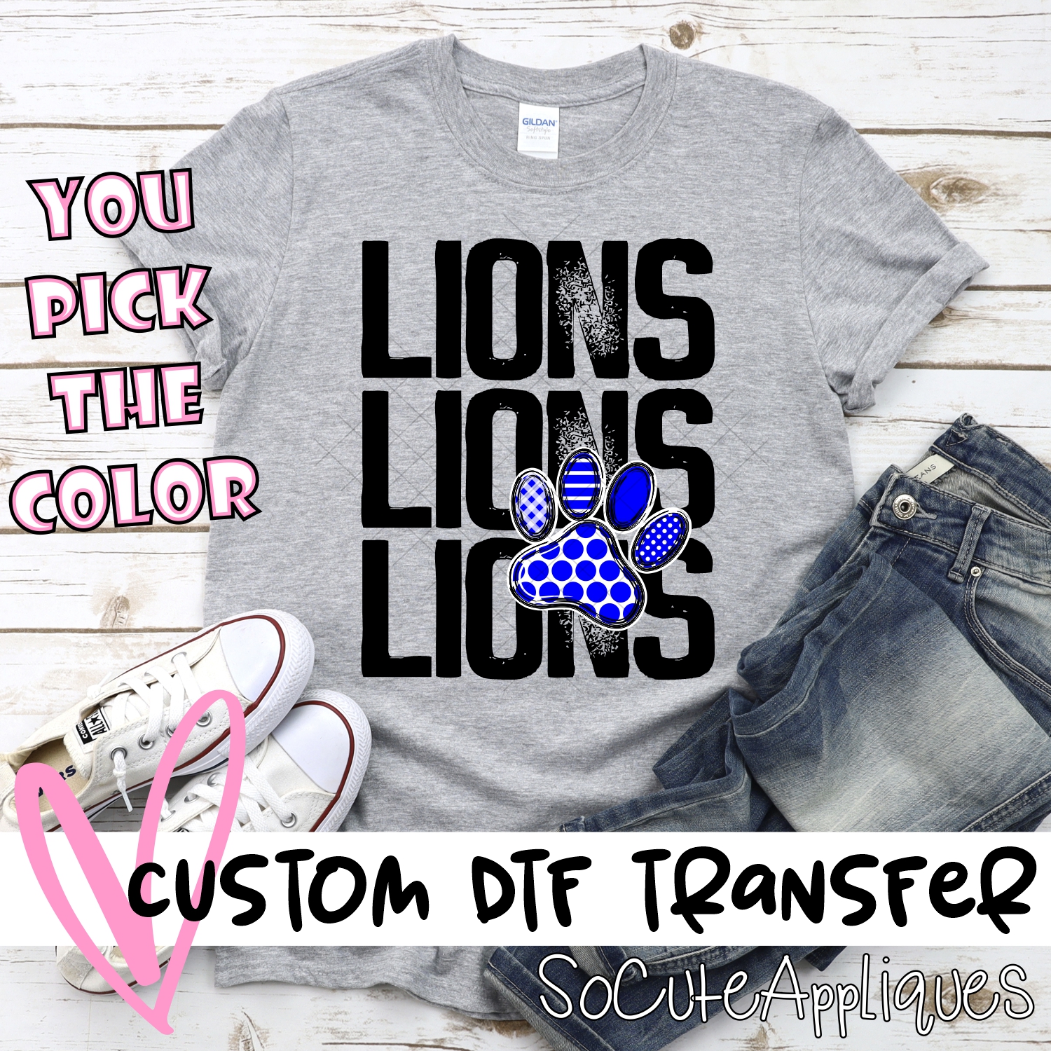 CUSTOM  Lions stacked with pawprint *DTF* Transfer