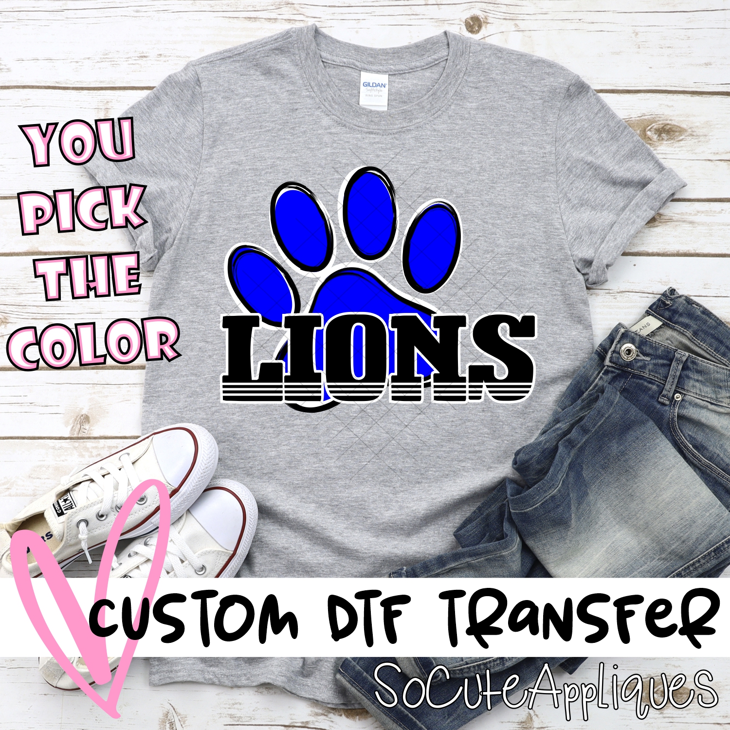 CUSTOM  Lions pawprint with word *DTF* Transfer