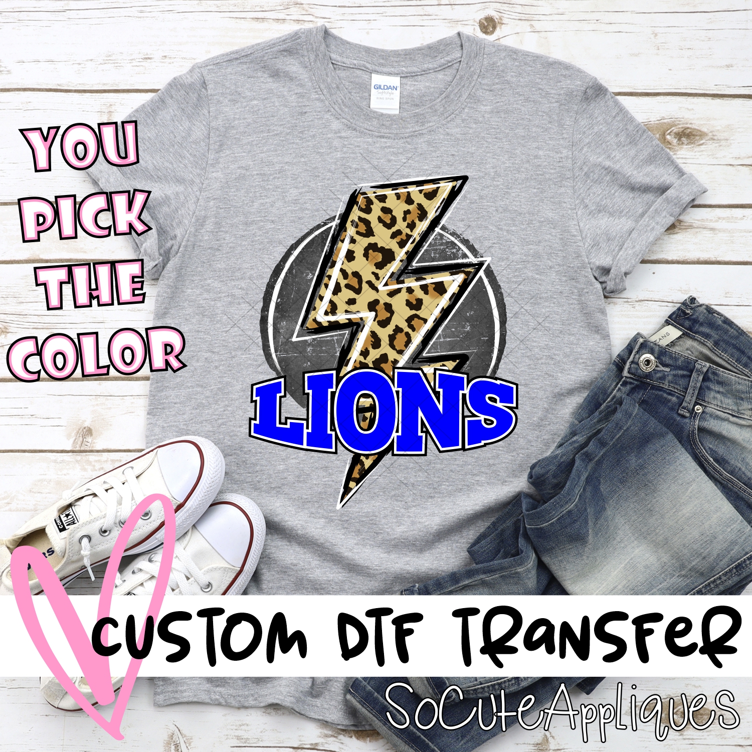 CUSTOM  Lions circle with leopard lightning bolt *DTF* Transfer