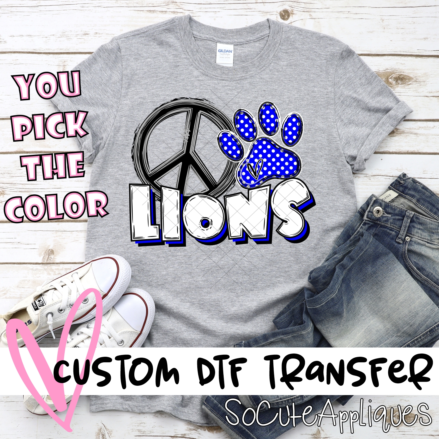 CUSTOM  Peace heart Lions *DTF* Transfer