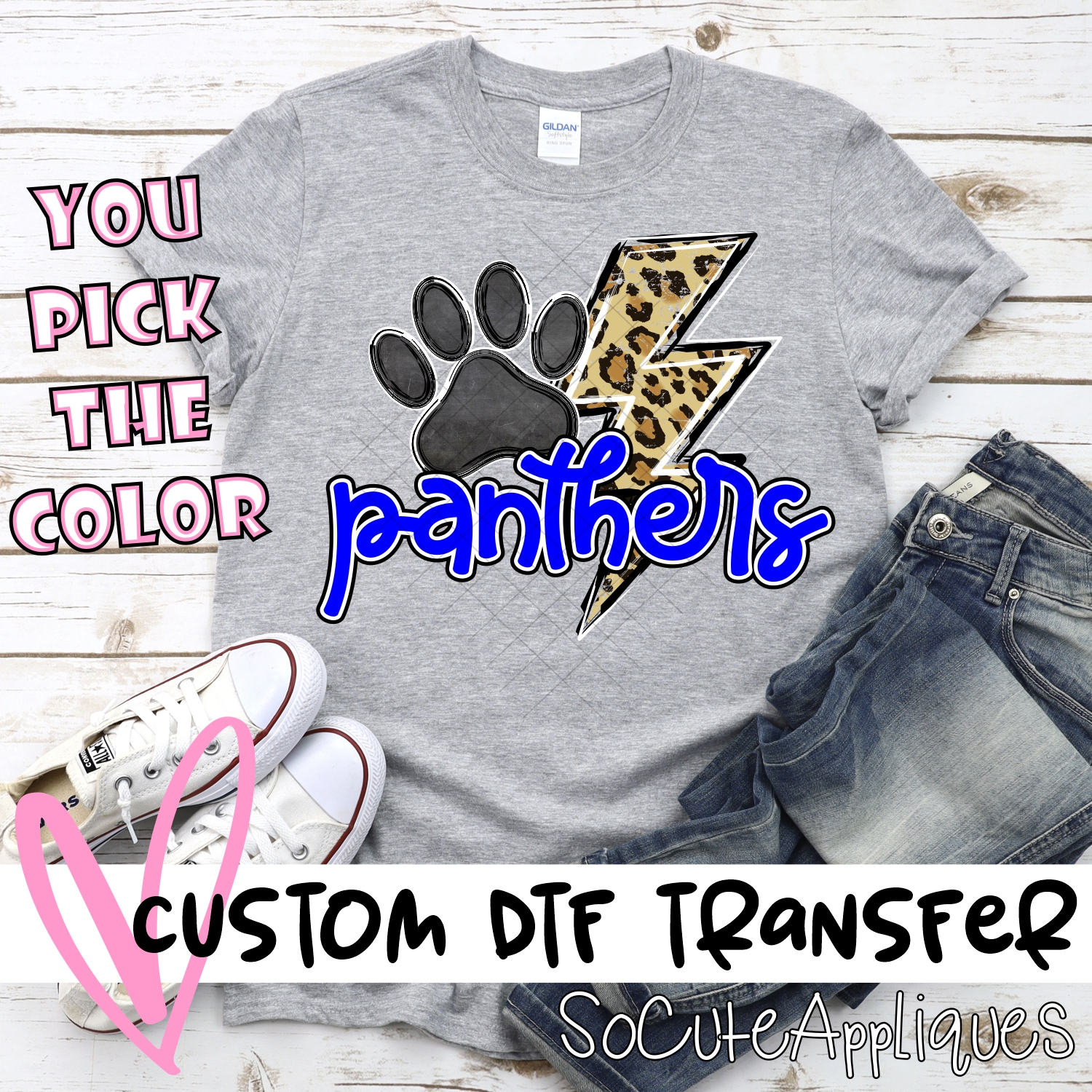 CUSTOM  Panthers leopard lightning bolt *DTF* Transfer