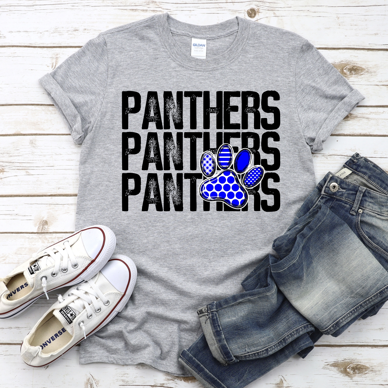 CUSTOM Panthers stacked with pawprint *DTF* Transfer - Image 2