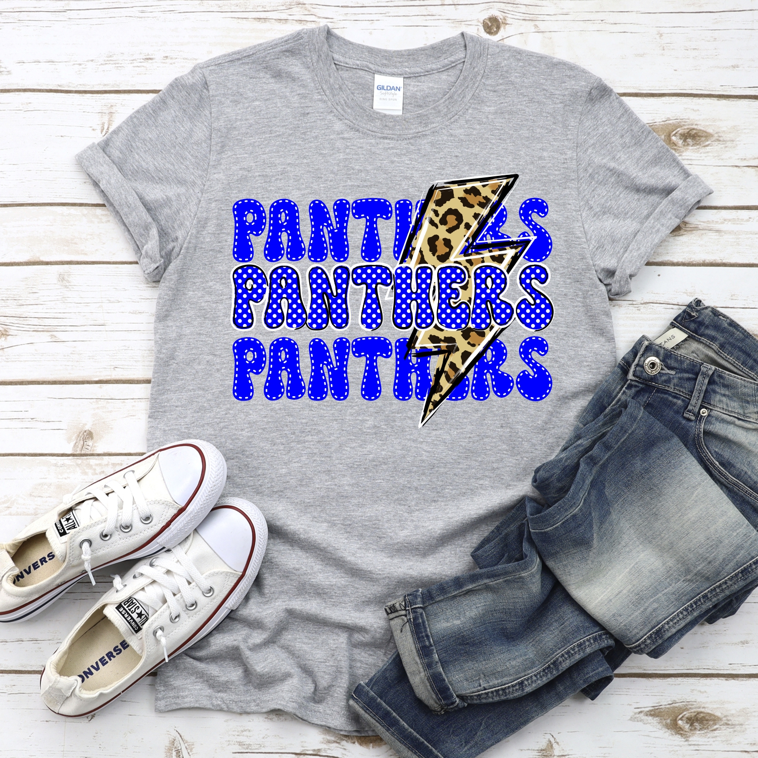 CUSTOM Panthers stacked with leopard lightning bolt *DTF* Transfer - Image 2