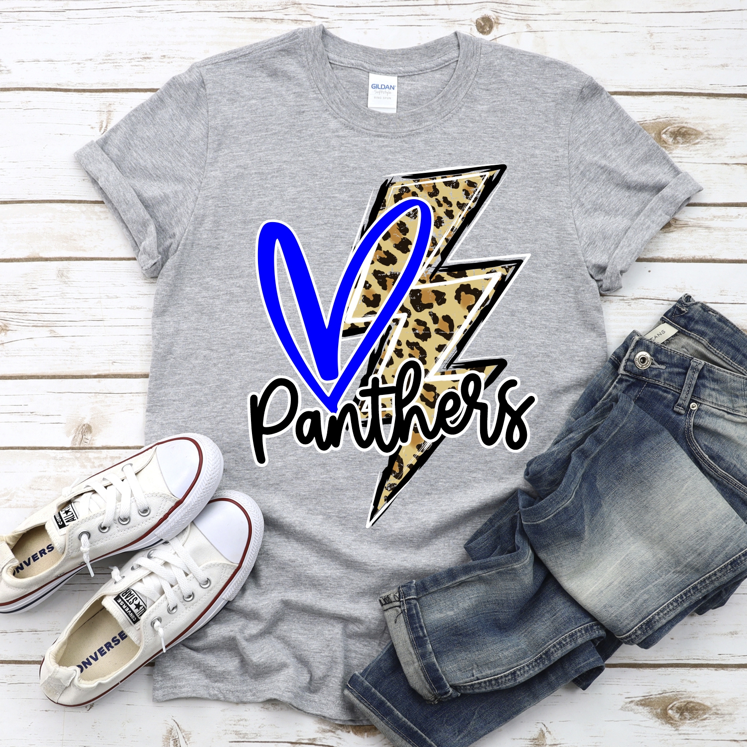 CUSTOM Panthers heart with leopard lightning bolt *DTF* Transfer - Image 2
