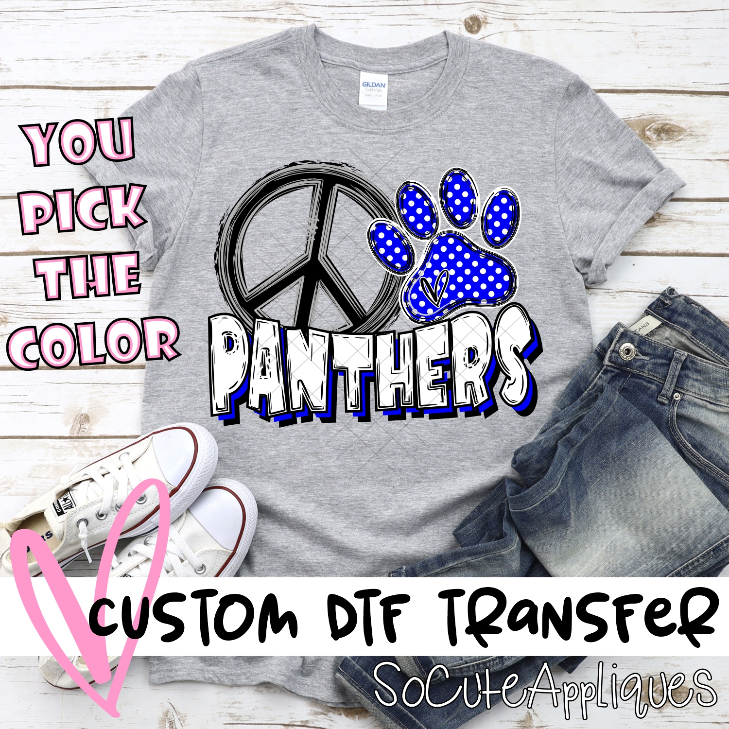 CUSTOM  Peace heart Panthers *DTF* Transfer