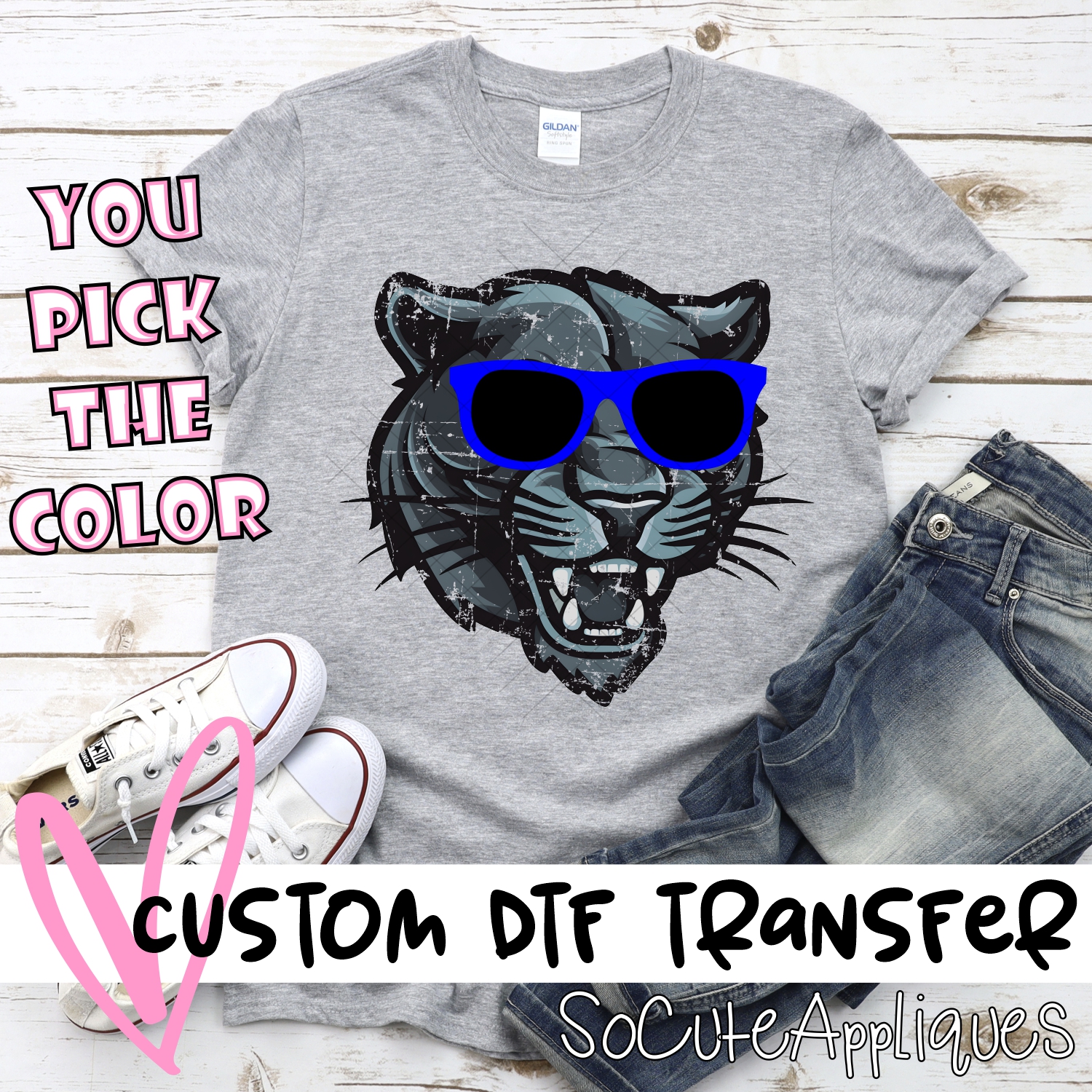 CUSTOM  Panther head with sunglasses *DTF* Transfer
