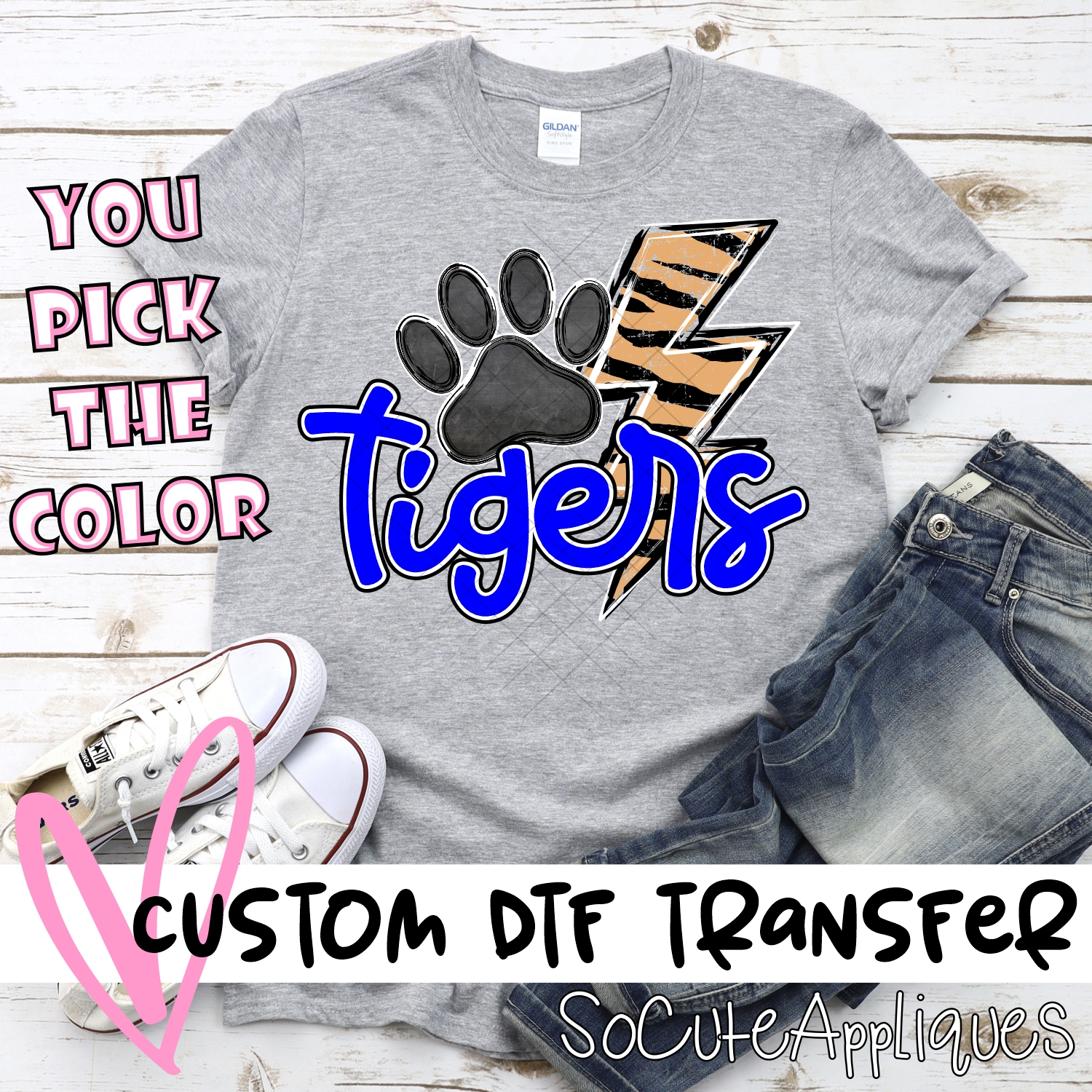 CUSTOM  Tigers striped lightning bolt *DTF* Transfer
