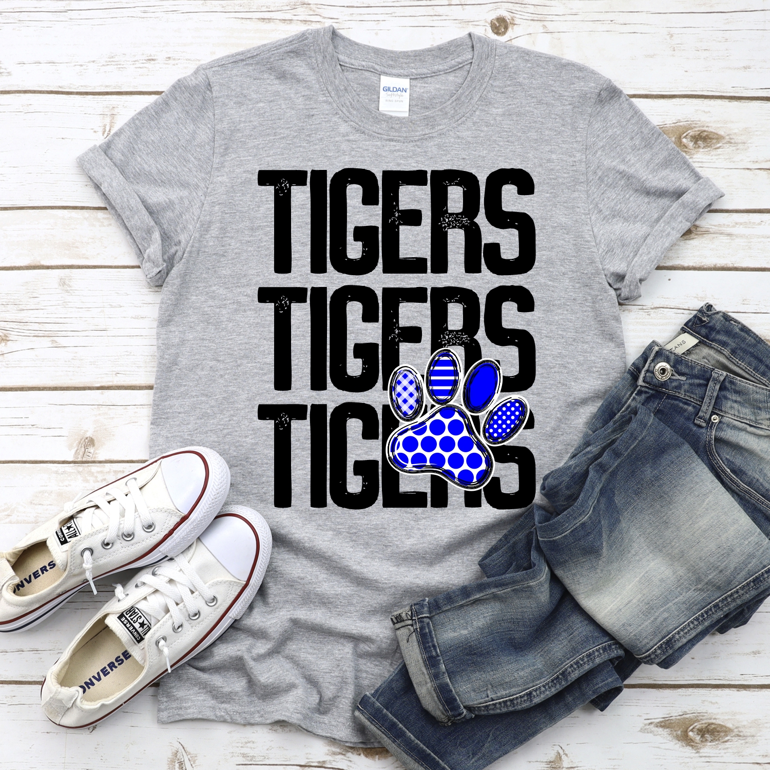 CUSTOM Tigers stacked with pawprint *DTF* Transfer - Image 2
