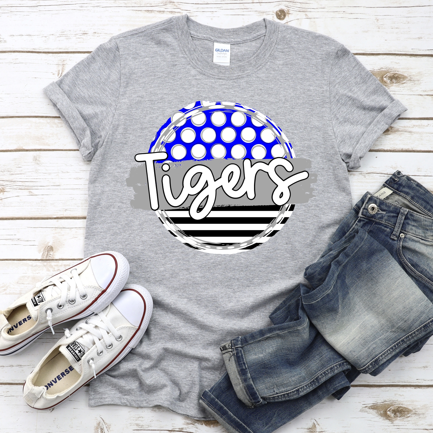 CUSTOM Tigers polka dot stripe circle *DTF* Transfer - Image 2