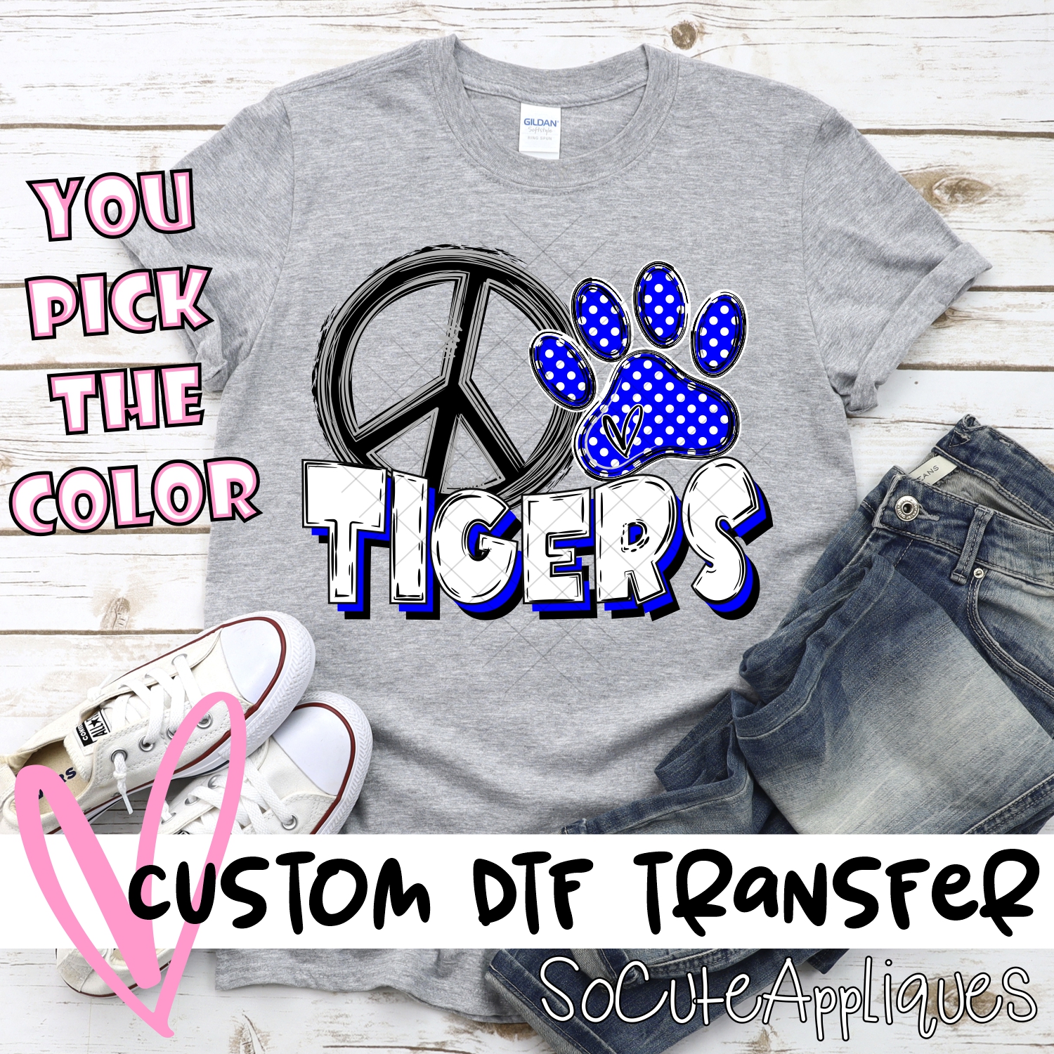 CUSTOM  Peace heart Tigers *DTF* Transfer