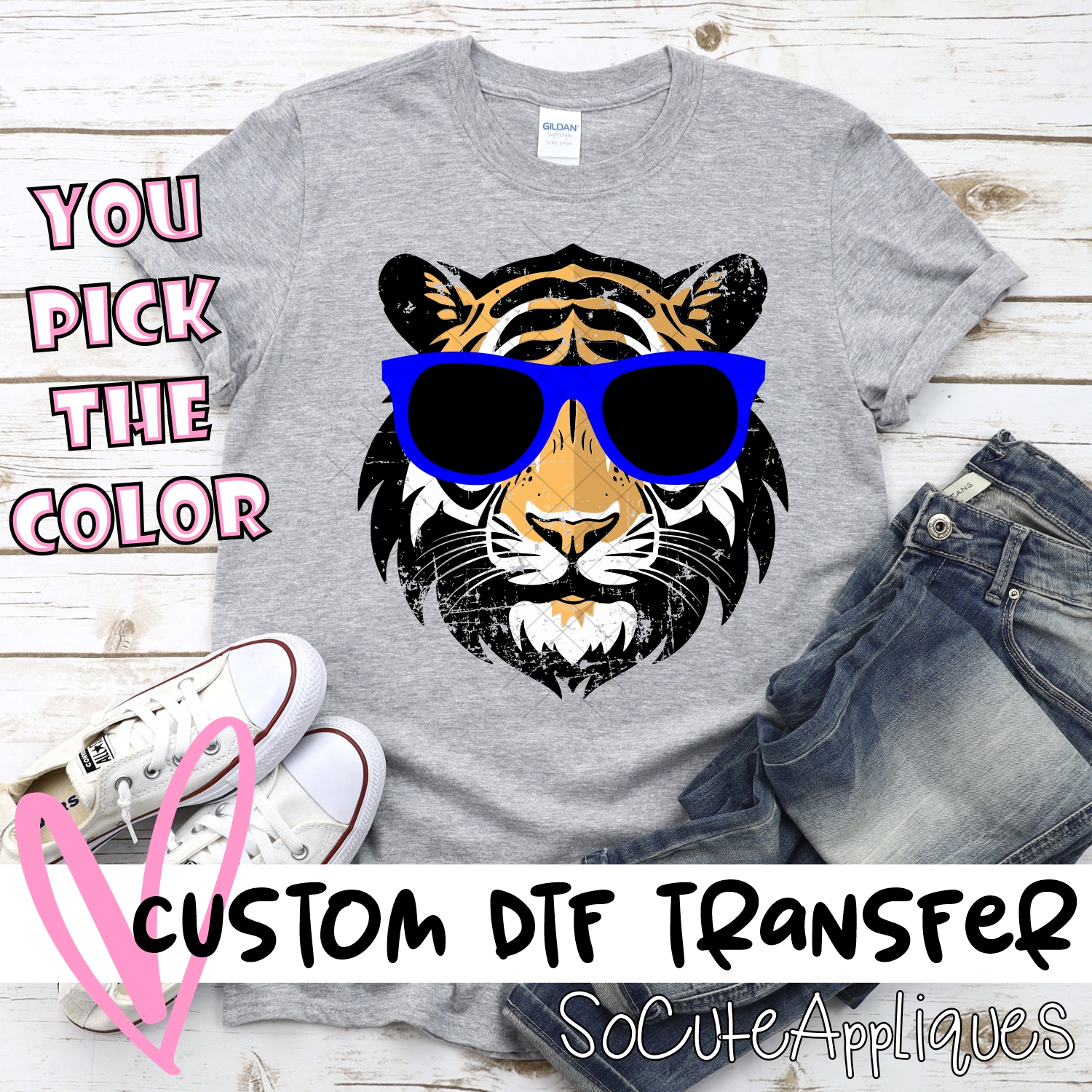 CUSTOM  Tiger head with sunglasses *DTF* Transfer
