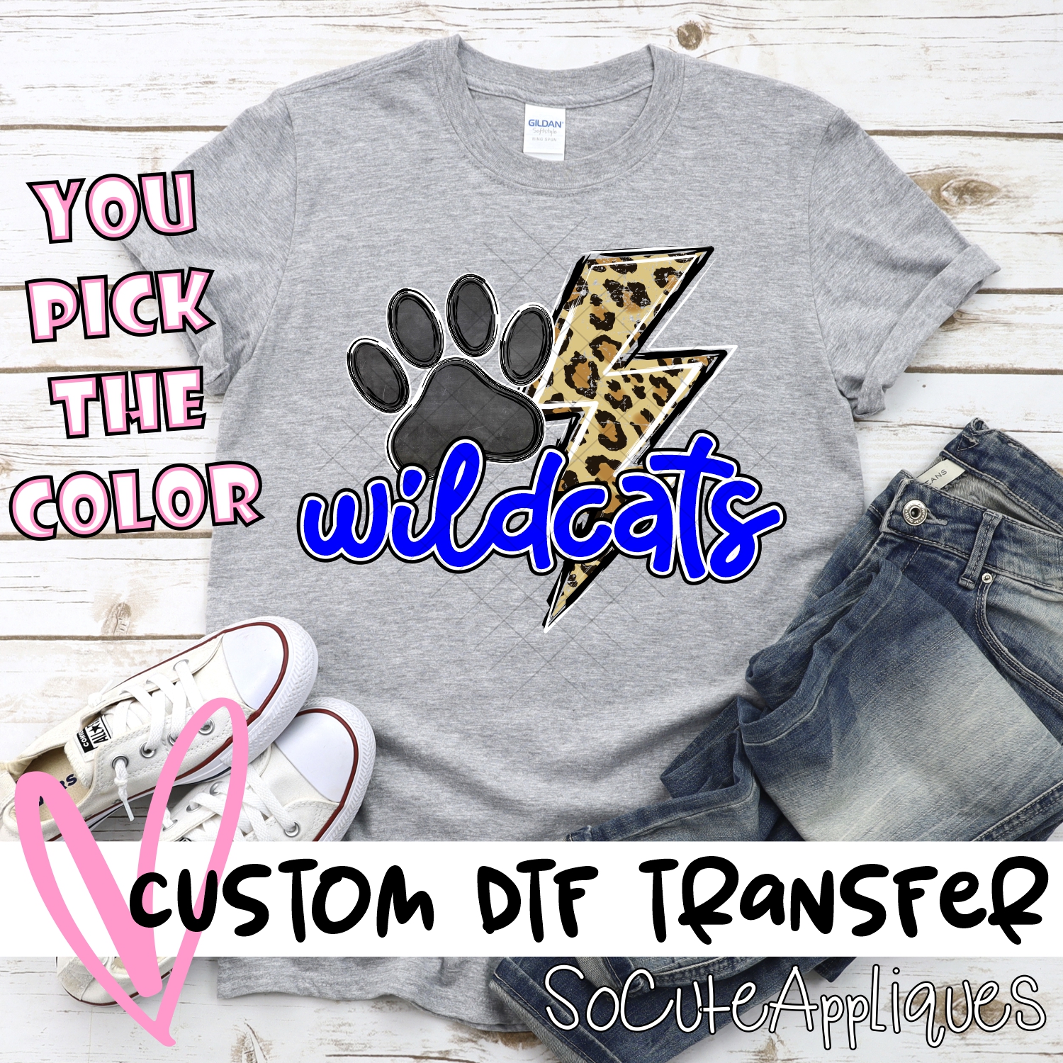 CUSTOM  Wildcats leopard lightning bolt *DTF* Transfer