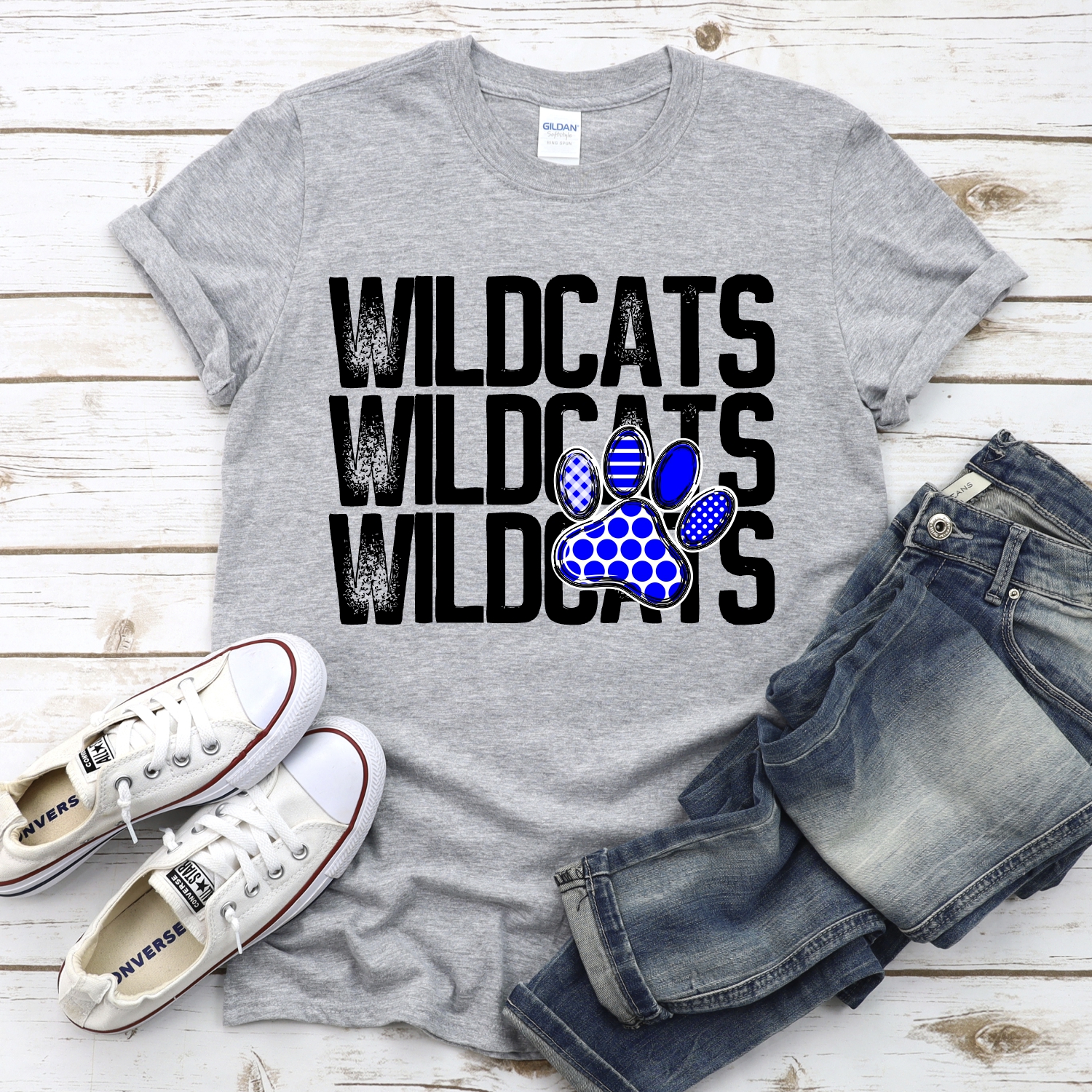 CUSTOM Wildcats stacked with pawprint *DTF* Transfer - Image 2